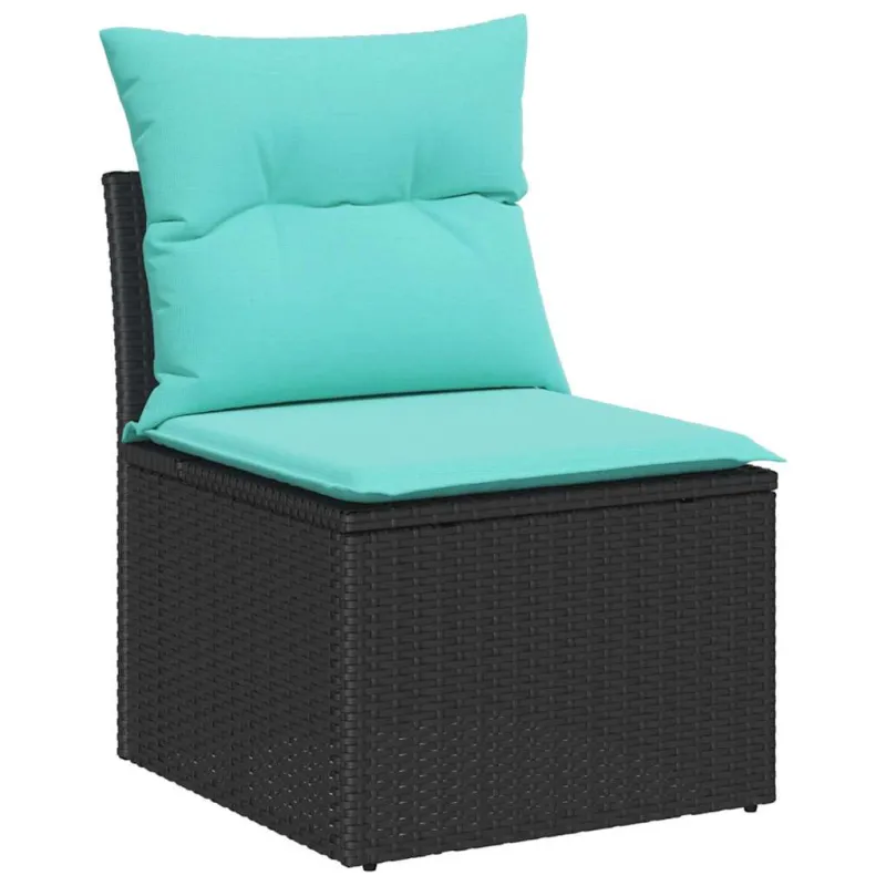 Sodo Sofų Rinkinys su pagalve 6 pcs Juoda Poli ratanas
