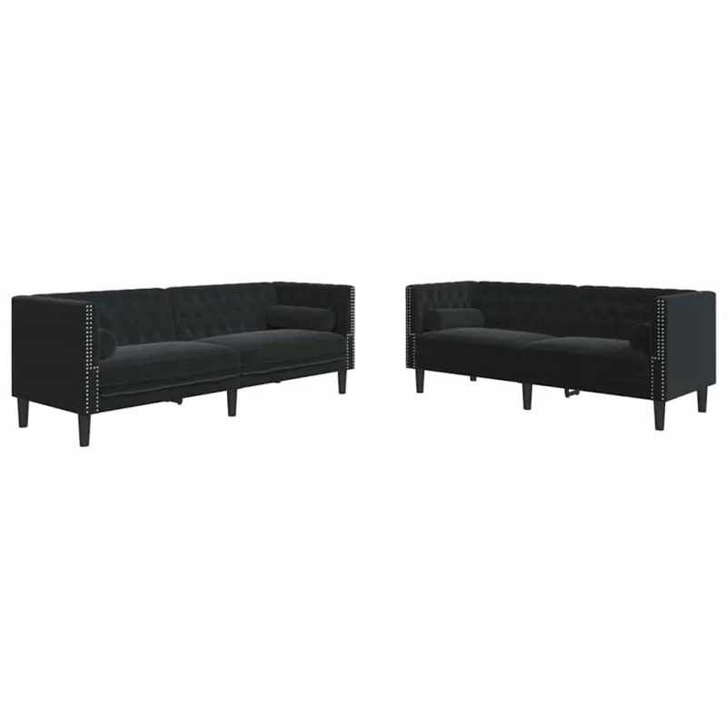 Svetainės sofa 2 pcs Juoda 194 x 74,5 x 70,5 cm Aksomas