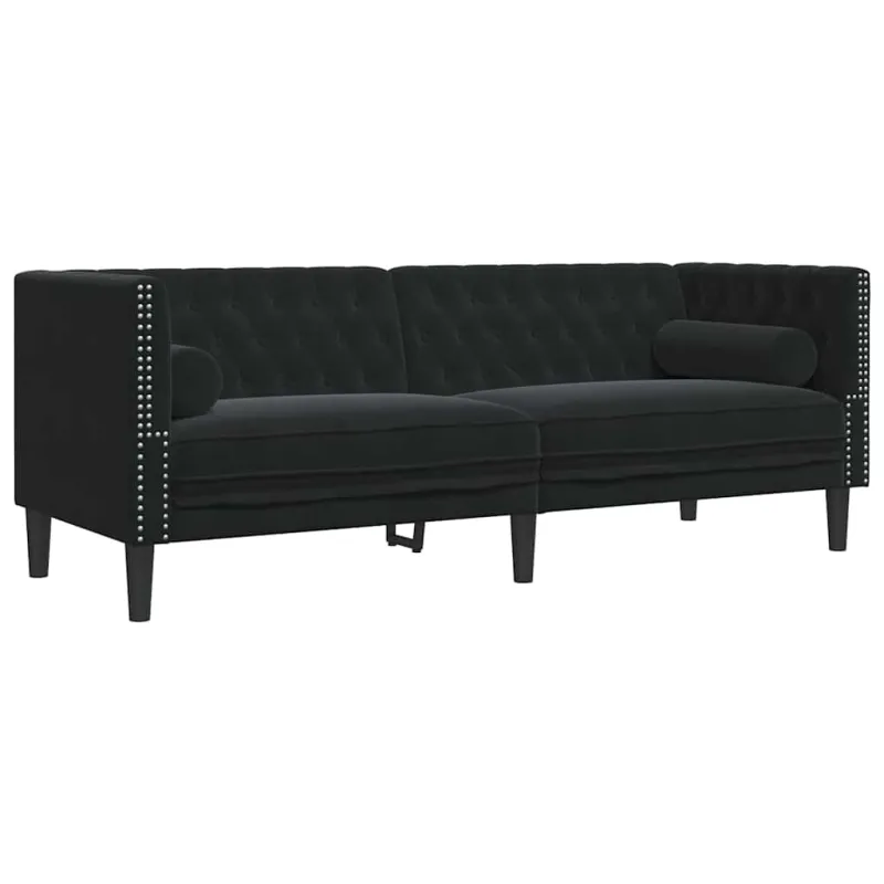 Svetainės sofa 2 pcs Juoda 194 x 74,5 x 70,5 cm Aksomas