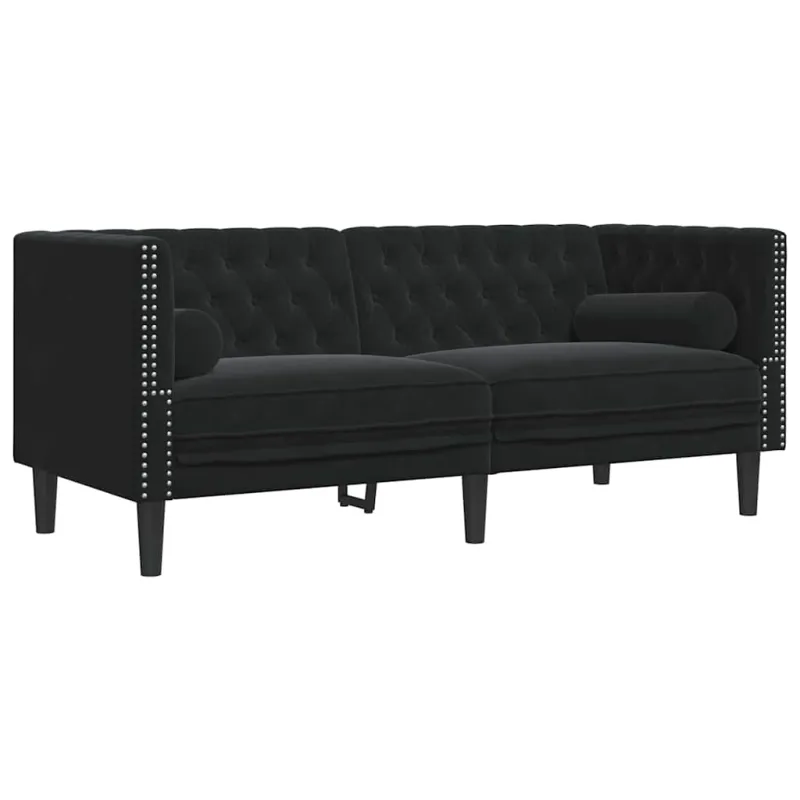 Svetainės sofa 2 pcs Juoda 194 x 74,5 x 70,5 cm Aksomas