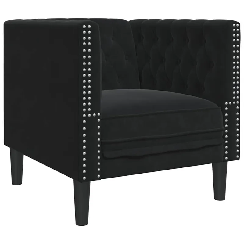 Svetainės sofa 3 pcs Juoda 194 x 74,5 x 70,5 cm Aksomas