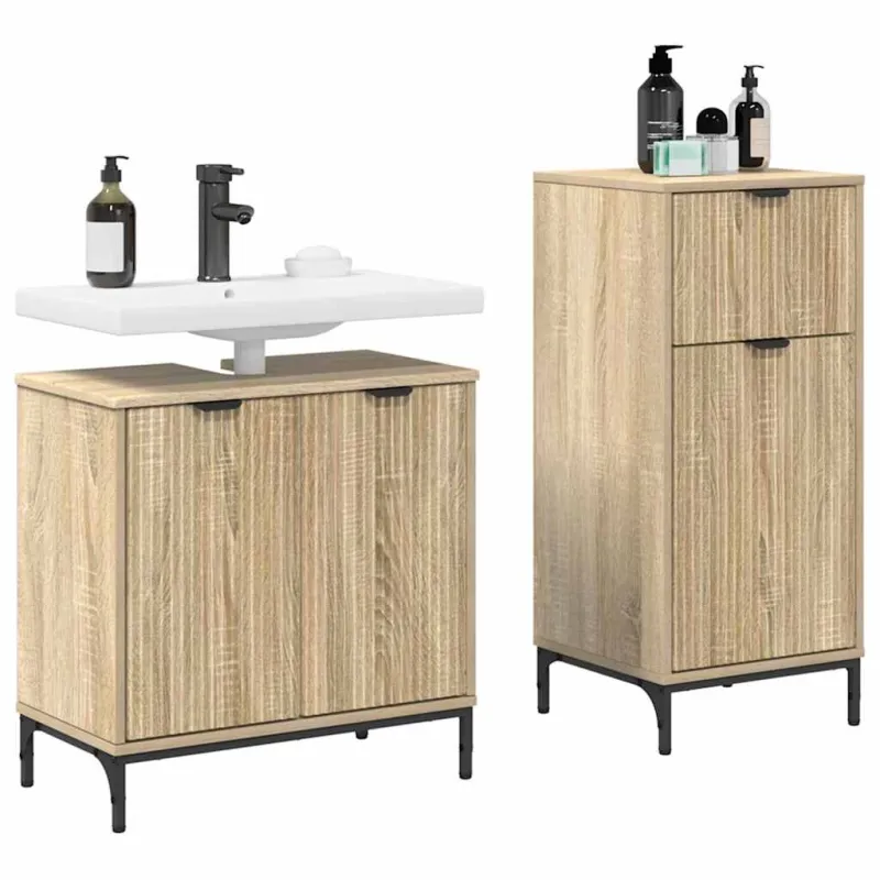 Vonios baldų rinkinys su stalčių 2 pcs Sonoma ąžuolas