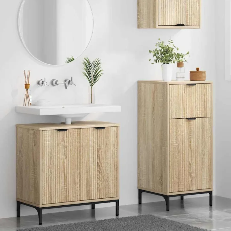 Vonios baldų rinkinys su stalčių 2 pcs Sonoma ąžuolas