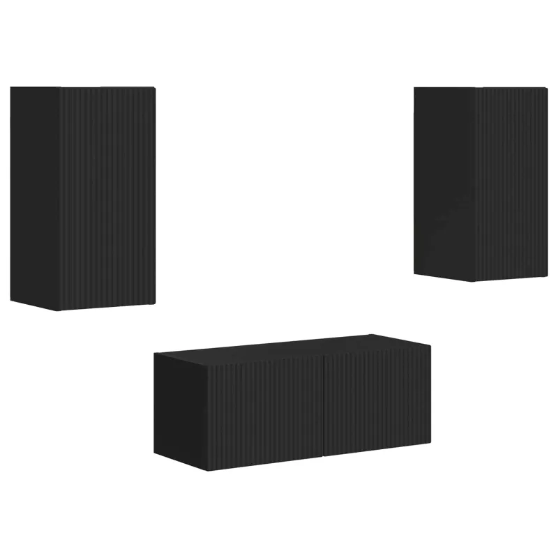 TV spintelių komplektas 2 pcs Juoda Apdirbta mediena