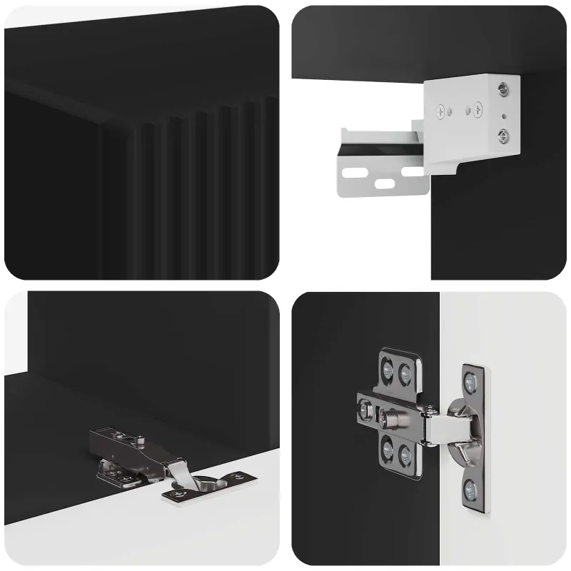 TV spintelių komplektas 2 pcs Juoda Apdirbta mediena