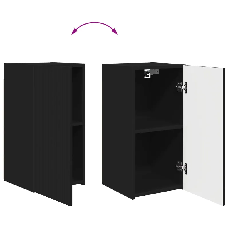 TV spintelių komplektas 2 pcs Juoda Apdirbta mediena