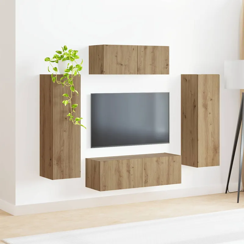 TV spintelių komplektas 3 pcs Amatininkų ąžuolas