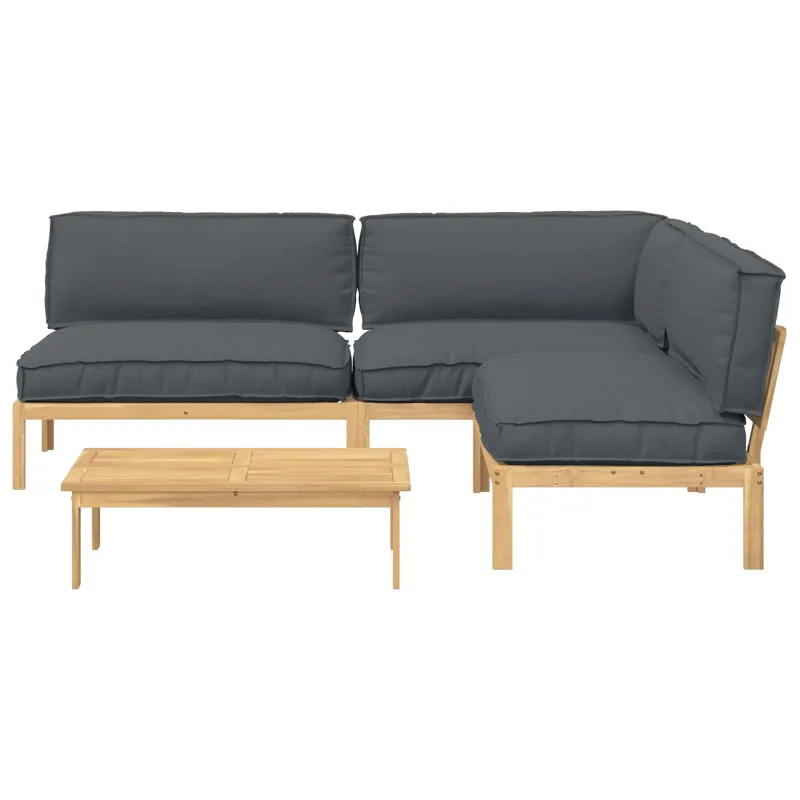 Sofos komplektas 4 pcs Antracitas Kietos akacijos mediena