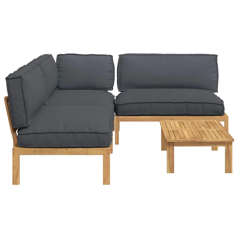 Sofos komplektas 4 pcs Antracitas Kietos akacijos mediena