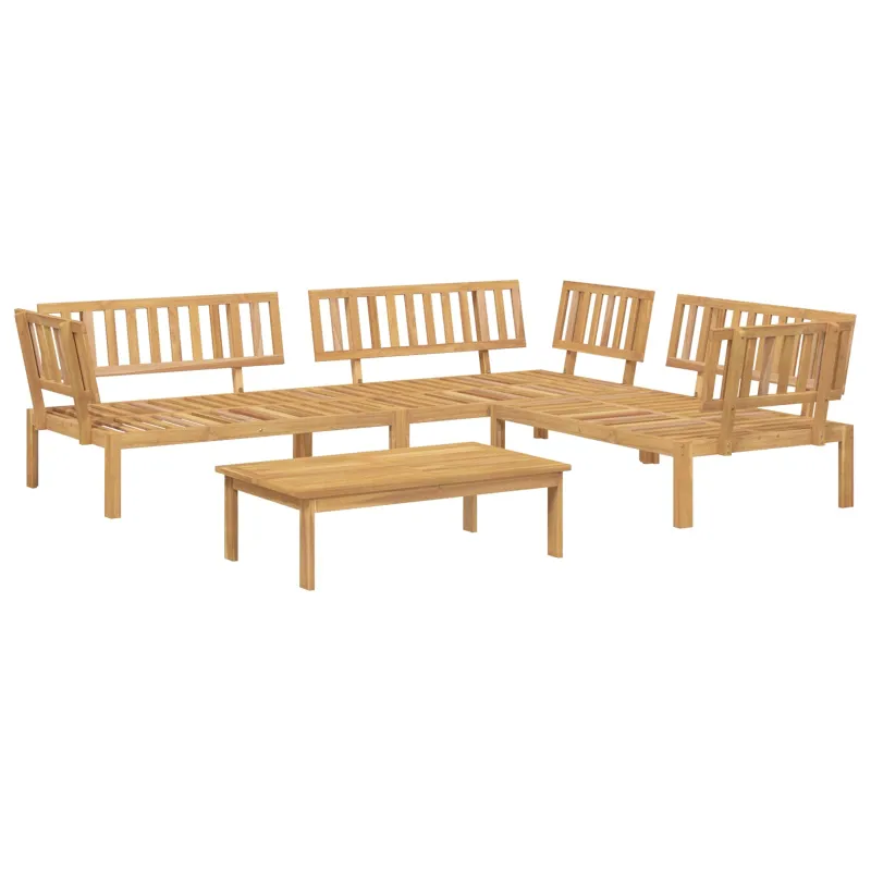 Sofos komplektas 4 pcs Antracitas Kietos akacijos mediena