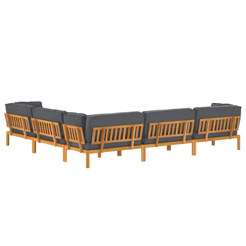 Sofos komplektas 6 pcs Antracitas Kietos akacijos mediena