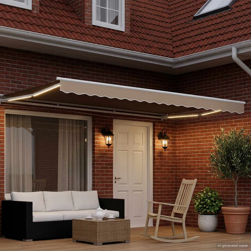 Rankinis markizės rėmas su LED Bežinė ir balta 4 x 2 m