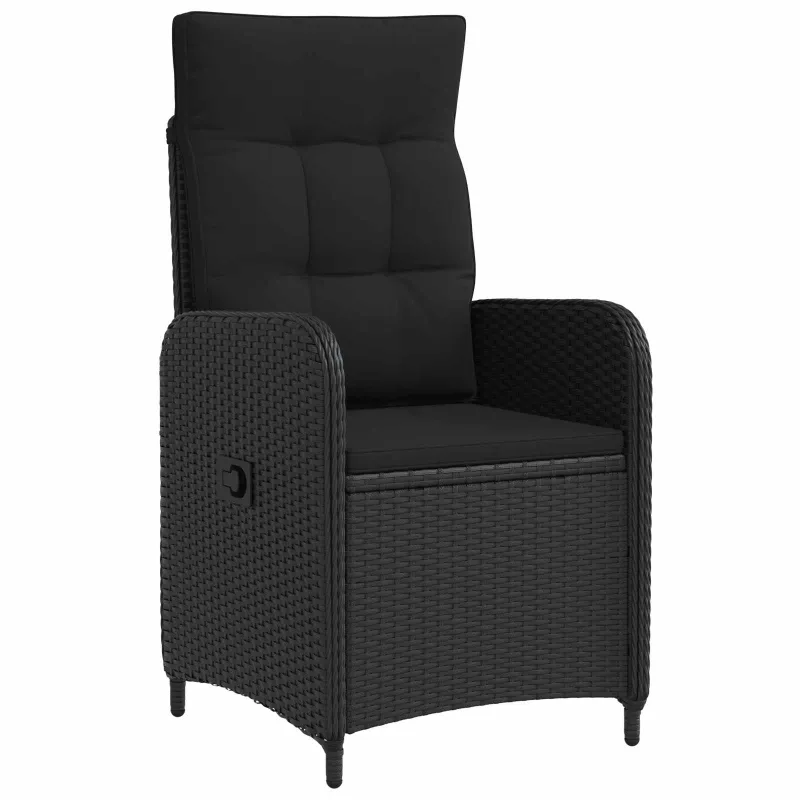 Lauko valgomojo komplektas 3 pcs Juoda poliratanas