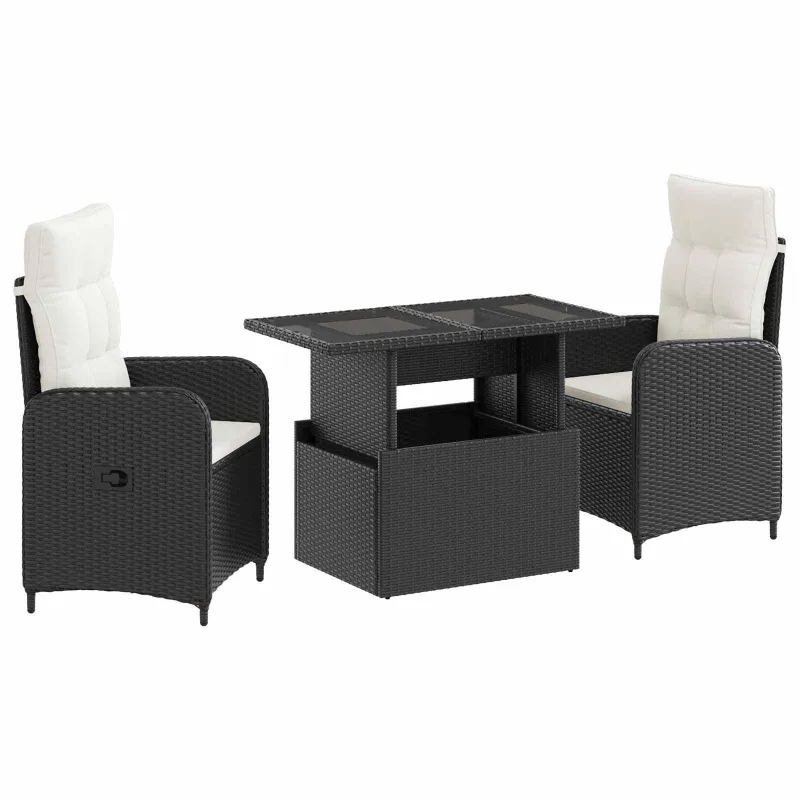 Lauko valgomojo komplektas 3 pcs Juoda ir kreminė balta