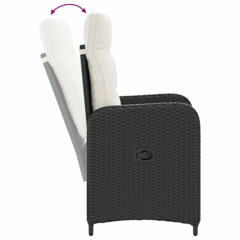 Lauko valgomojo komplektas 3 pcs Juoda ir kreminė balta