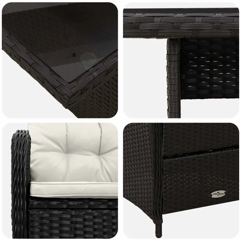 Lauko valgomojo komplektas 5 pcs Juoda ir kreminė balta