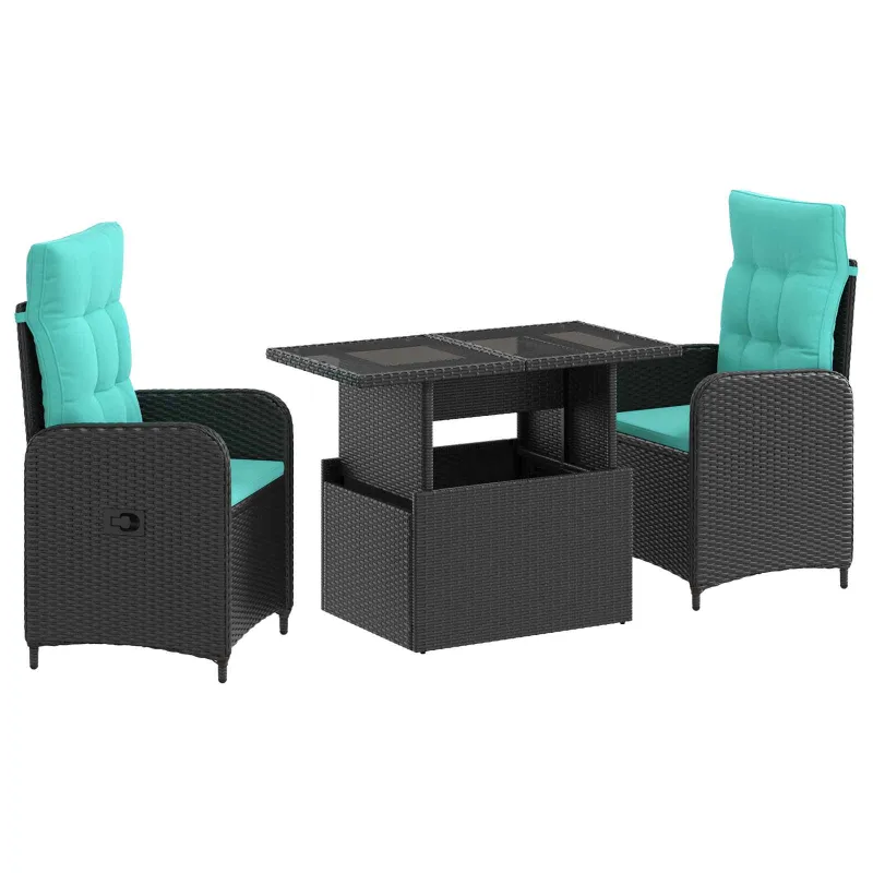 Lauko valgomojo komplektas 3 pcs poliratanas