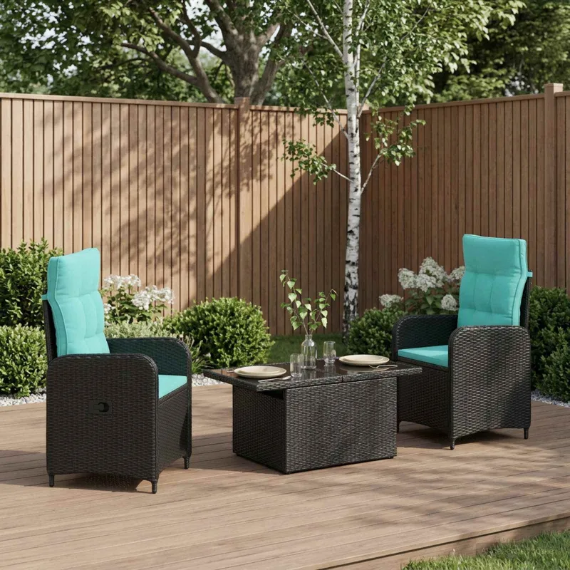 Lauko valgomojo komplektas 3 pcs poliratanas