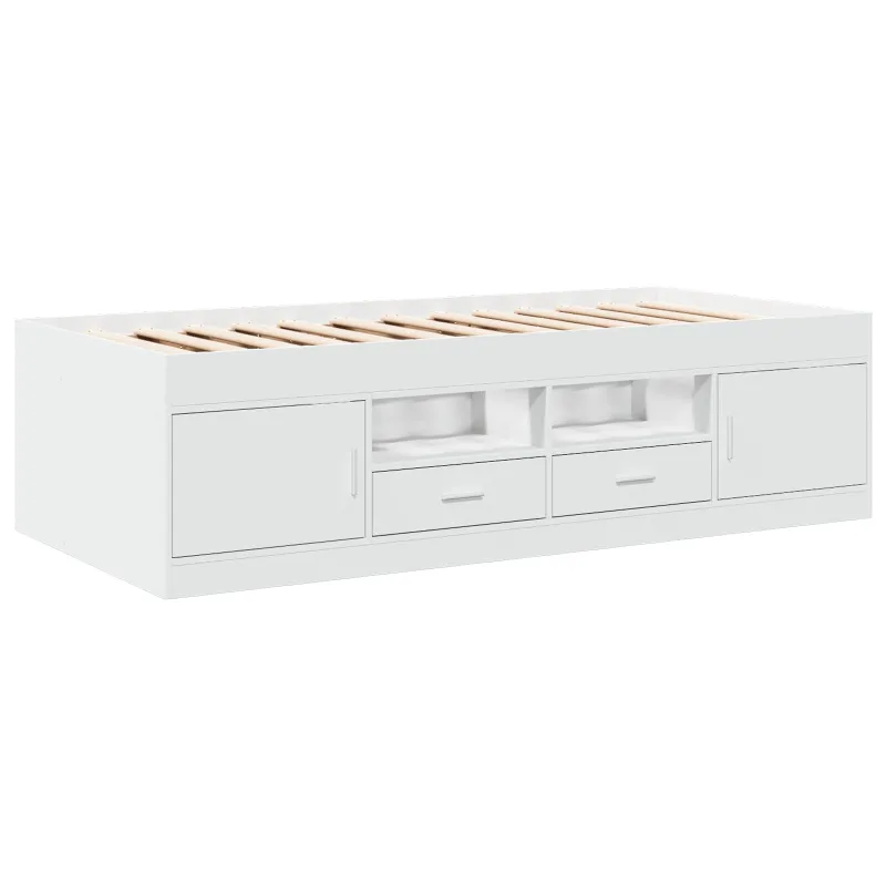 Lovos rėmas su saugojimu Balta 80 x 200 cm Apdirbta mediena