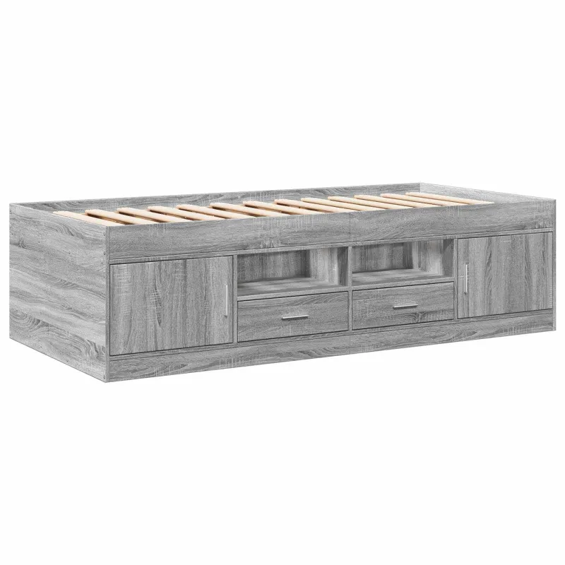Lovos rėmas su saugojimu su stalčių Pilka Sonoma 80 x 200 cm