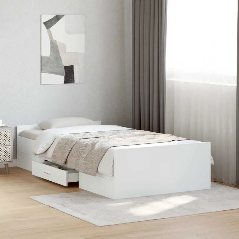 Lovos rėmas su saugojimu Balta 80 x 200 cm Apdirbta mediena