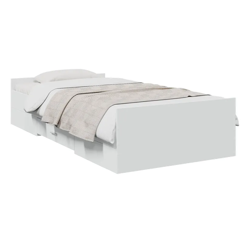 Lovos rėmas su saugojimu Balta 80 x 200 cm Apdirbta mediena