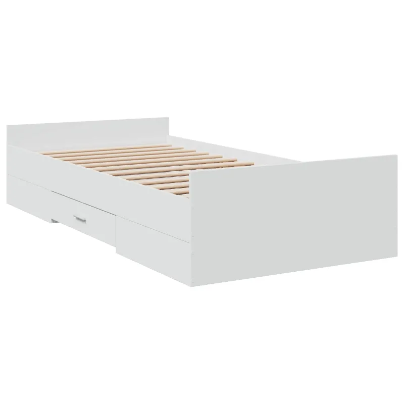Lovos rėmas su saugojimu Balta 80 x 200 cm Apdirbta mediena