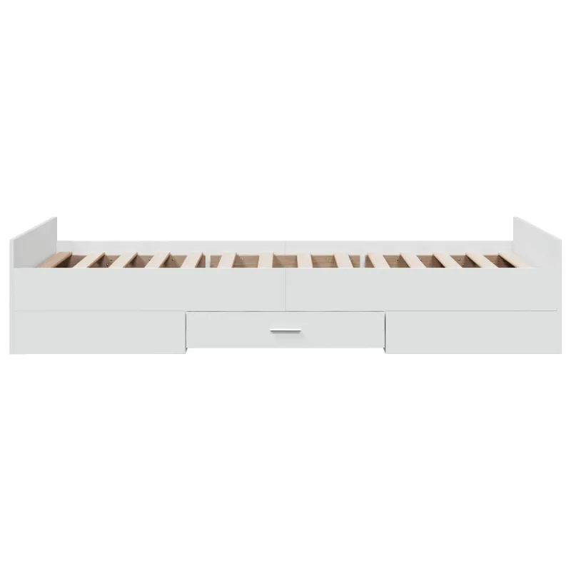Lovos rėmas su saugojimu Balta 80 x 200 cm Apdirbta mediena