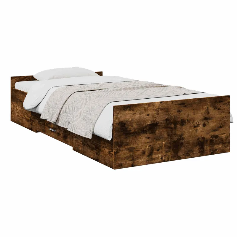 Lovos rėmas su saugojimu su stalčių Dūminio ąžuolo 80 x 200 cm