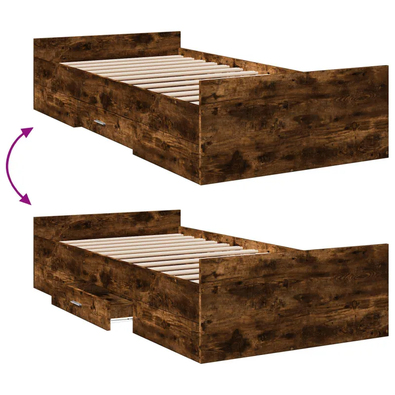 Lovos rėmas su saugojimu su stalčių Dūminio ąžuolo 80 x 200 cm