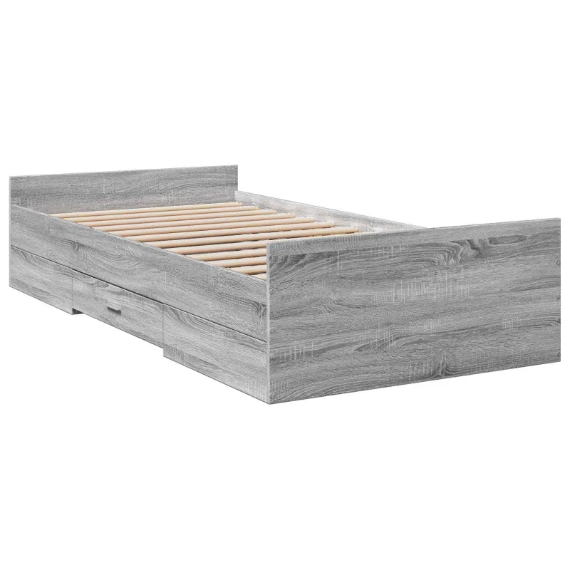 Lovos rėmas su saugojimu su stalčių Pilka Sonoma 80 x 200 cm