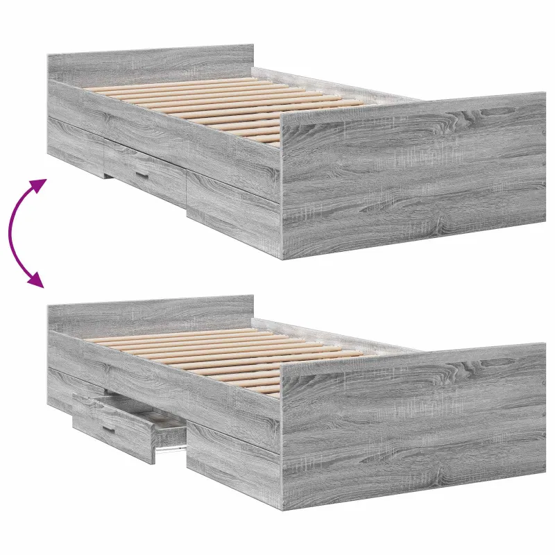 Lovos rėmas su saugojimu su stalčių Pilka Sonoma 80 x 200 cm