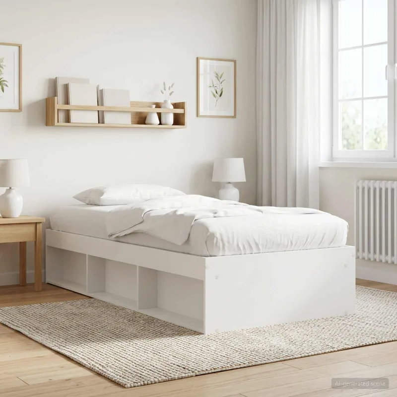 Lovos rėmas su saugojimu Balta 80 x 200 cm Apdirbta mediena