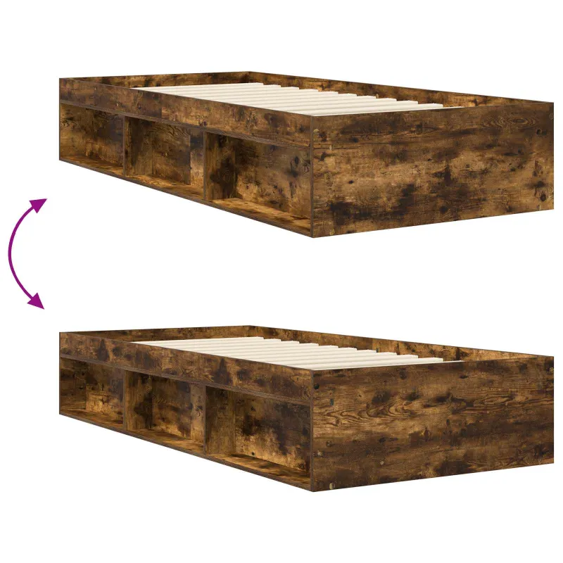 Lovos rėmas su saugojimu su lentyna Dūminio ąžuolo 80 x 200 cm