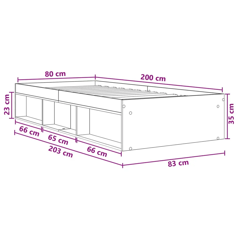 Lovos rėmas su saugojimu su lentyna Artisano ąžuolo 80 x 200 cm