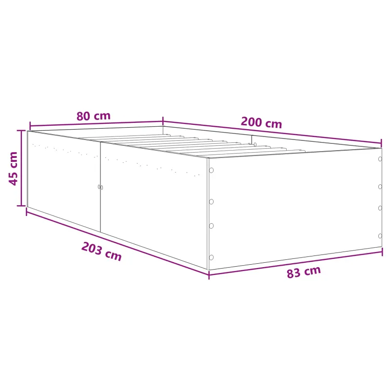 Grindų lovos rėmas Artisano ąžuolo 80 x 200 cm Apdirbta mediena