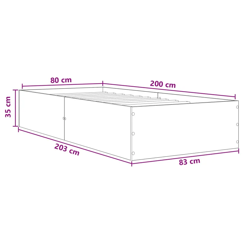 Grindų lovos rėmas Balta 80 x 200 cm Apdirbta mediena
