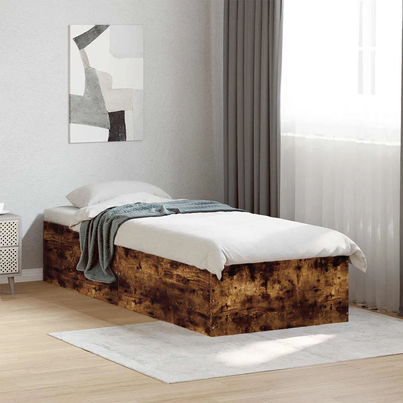 Grindų lovos rėmas Dūminio ąžuolo 80 x 200 cm Apdirbta mediena