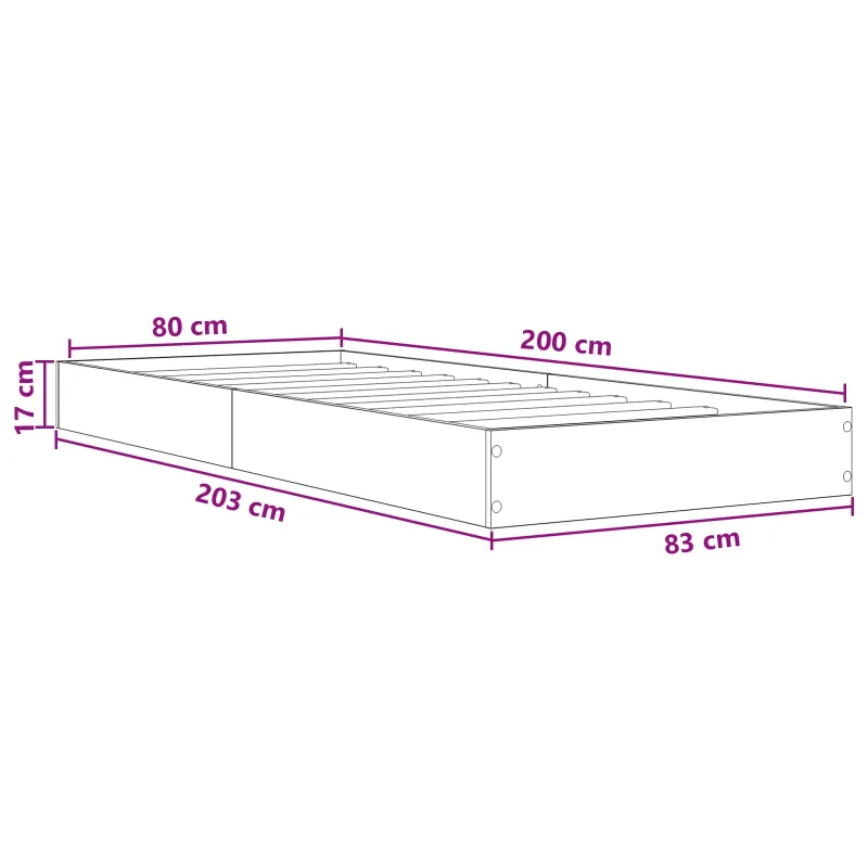 Lovos rėmas su saugojimu Balta 80 x 200 cm Apdirbta mediena