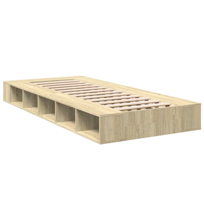 Lovos rėmas su saugojimu su lentyna Sonoma ąžuolas 80 x 200 cm