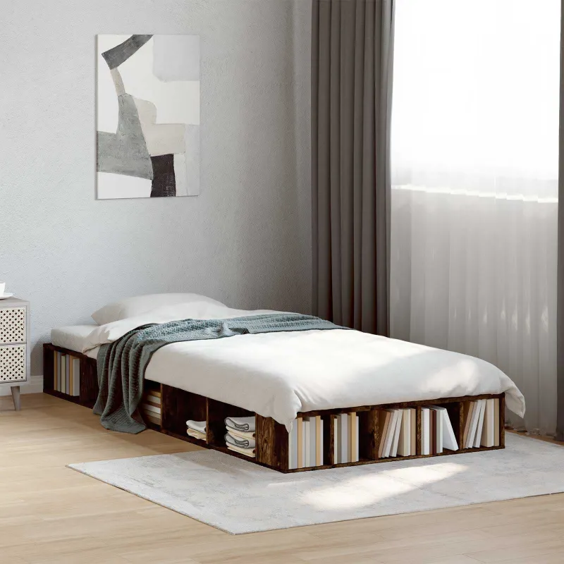 Lovos rėmas su saugojimu su lentyna Dūminio ąžuolo 80 x 200 cm