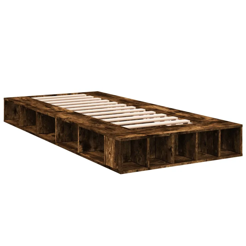 Lovos rėmas su saugojimu su lentyna Dūminio ąžuolo 80 x 200 cm