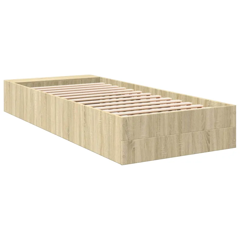 Lovos rėmas su saugojimu su lentyna Sonoma ąžuolas 80 x 200 cm