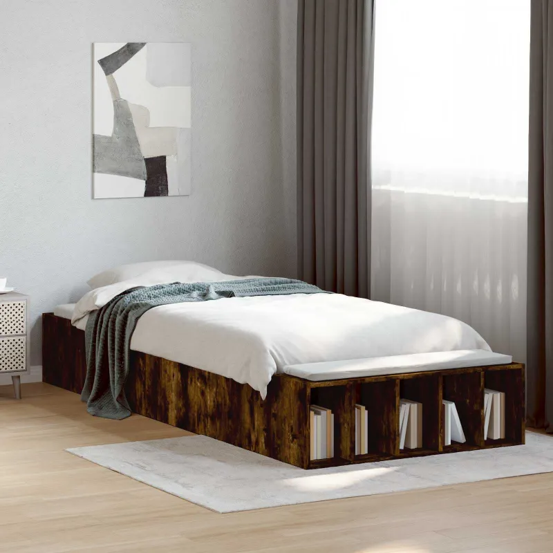 Lovos rėmas su saugojimu su lentyna Dūminio ąžuolo 80 x 200 cm