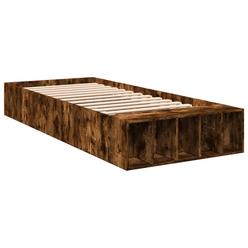 Lovos rėmas su saugojimu su lentyna Dūminio ąžuolo 80 x 200 cm