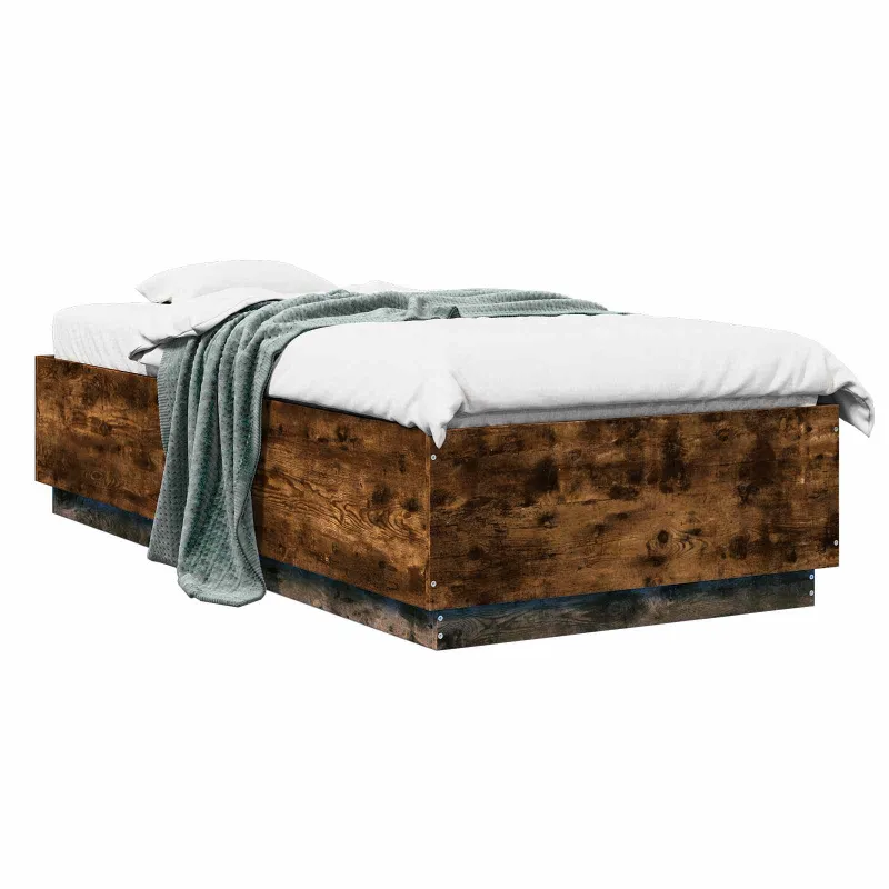 Lovos rėmas su LED Dūminio ąžuolo 80 x 200 cm Apdirbta mediena