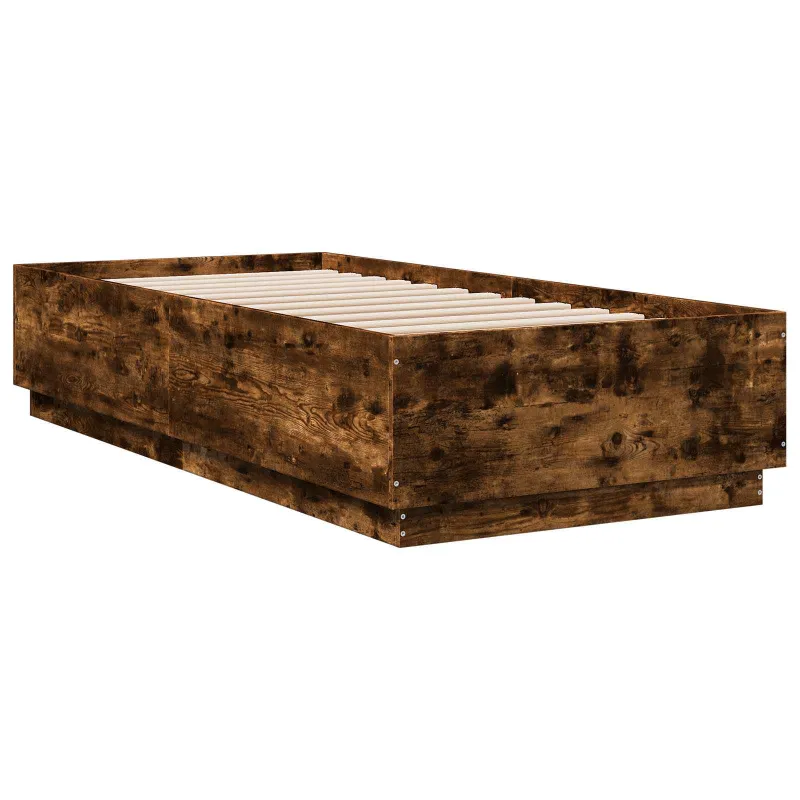 Lovos rėmas su LED Dūminio ąžuolo 80 x 200 cm Apdirbta mediena