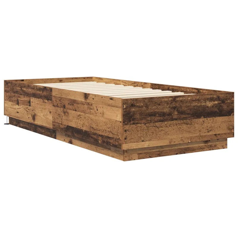 Lovos rėmas su LED Sendintos medienos 80 x 200 cm