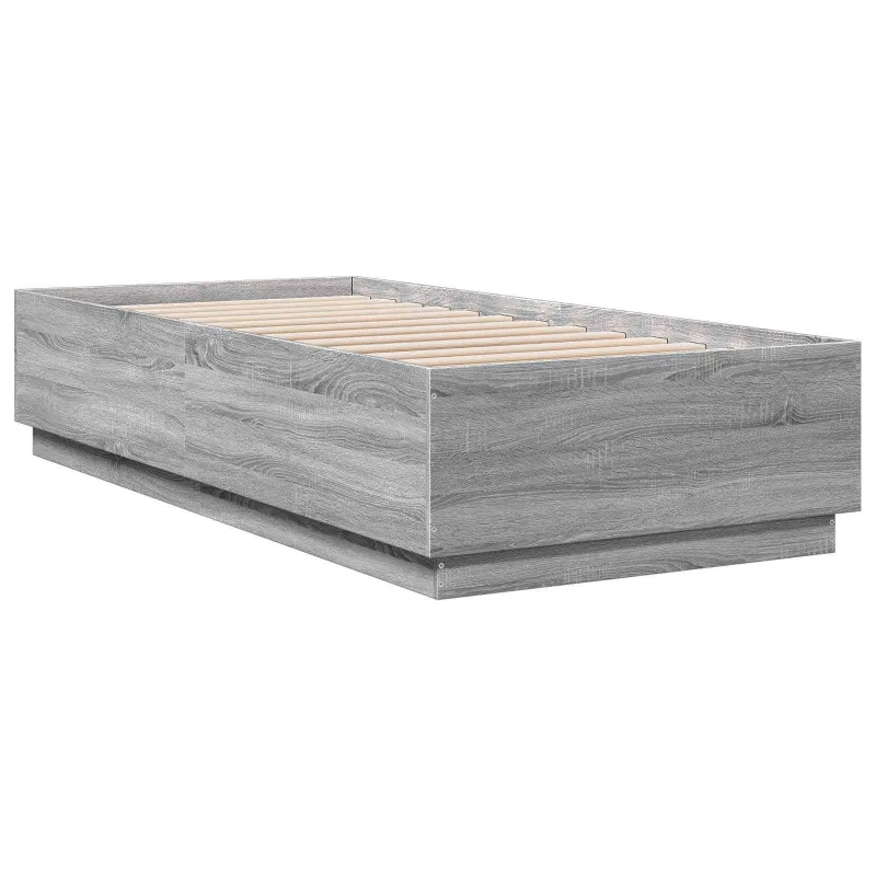 Lovos rėmas su LED Pilka Sonoma 80 x 200 cm Apdirbta mediena