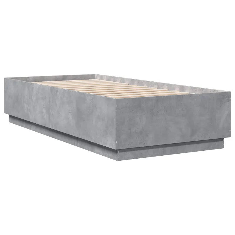 Lovos rėmas su LED Betono pilka 80 x 200 cm Apdirbta mediena